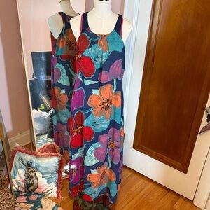 Maeve Vibrant Floral Maxi Dress - Blue and Red